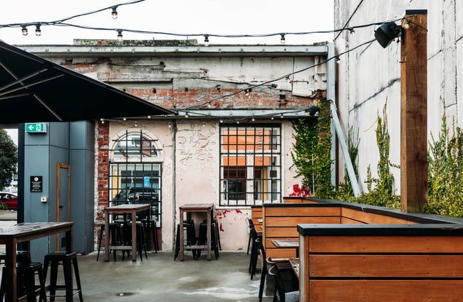 Outdoor seating area at Brew Union.