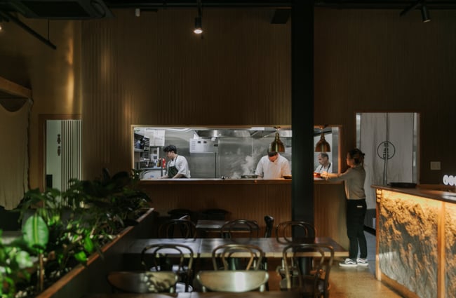 Chefs working the kitchen at Brewda Christchurch.