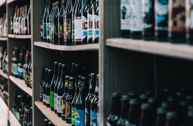 Bottles on a shelf.