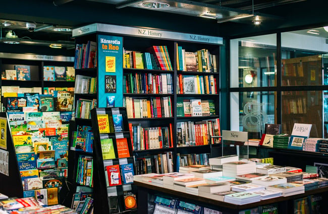 The inside of the bookshop.