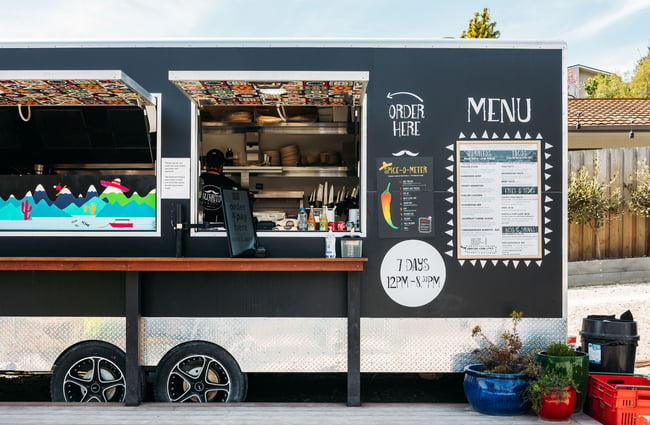 The Burrito Craft food truck ordering window.