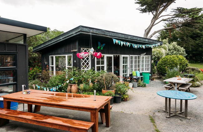 The entrance to the Bus Stop Cafe in Kapiti.