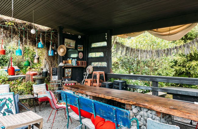 A covered outdoor cafe area.
