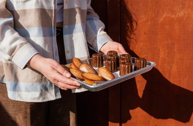 A close up of a plate of pastries.