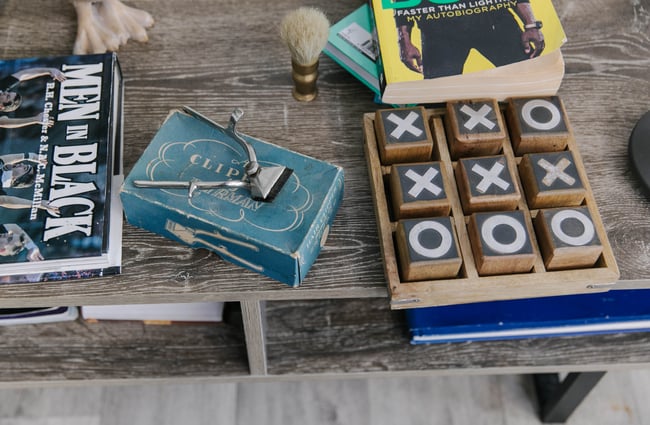 Close up of noughts and crosses game.