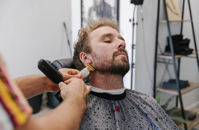 Close up of beard trim.