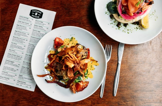 Dishes on the table at Caffiend.