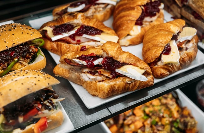 Close up of croissants in the cabinet at Caffiend.