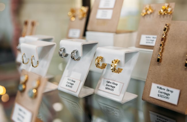 Earrings on display at Cameron Jewellery.