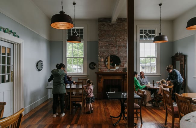 Customers dining at Carnegie's Restaurant and Bar, Fairlie.