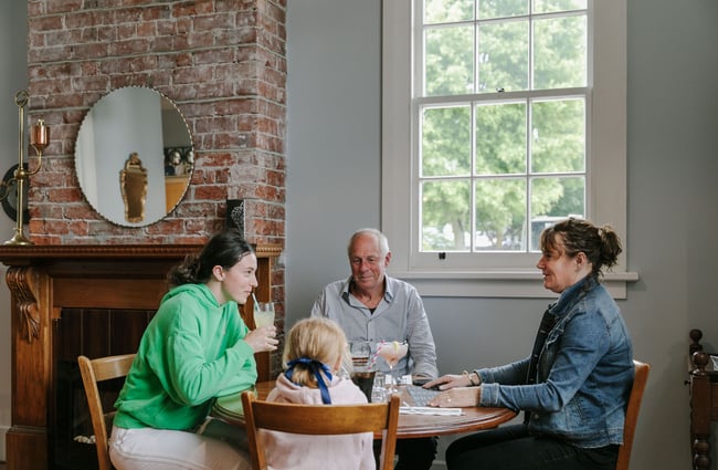 Family dining at Carnegie's Restaurant and Bar, Fairlie.