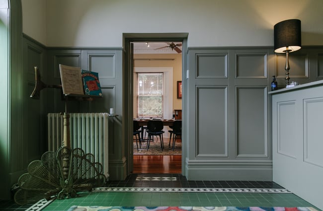 Looking into the dining room from a reception area at Casa Nova.