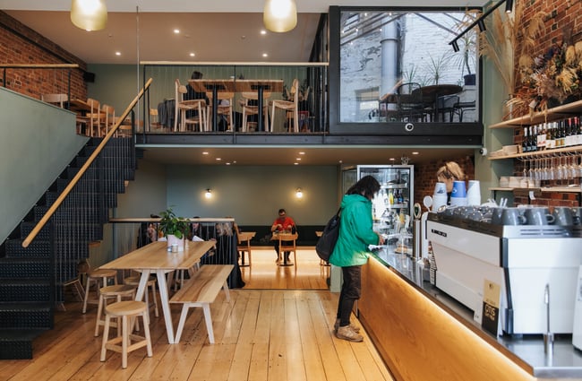 Inside the cafe.
