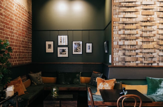 Cellar Door bar booth seating in Christchurch.