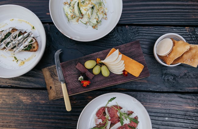 Plates of food on a table at Cellar Door in Christchurch.