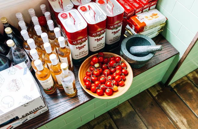 Sauces and tomatoes on the table at Charley Noble, Wellington.