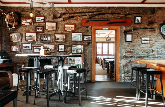 The stone interior of Chatto Creek Tavern Central Otago.
