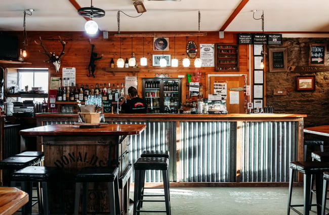 The bar at Chatto Creek Tavern Central Otago.
