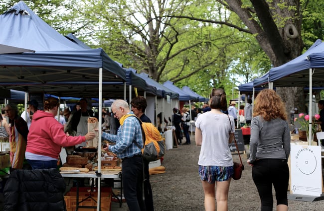 People at the Christchurch Farmers Market.
