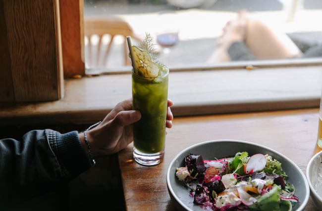 Close up of someone dining at Civil and Naval in Lyttelton.