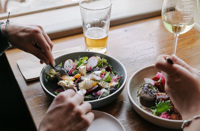 Close up of food on a table at Civil and Naval bar, Lyttelton.