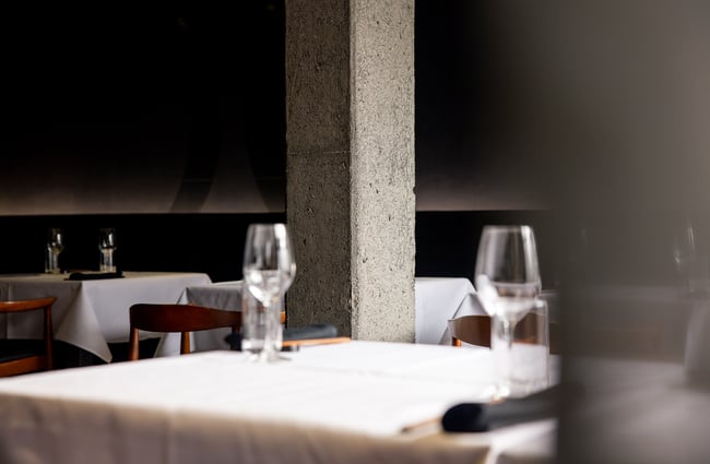 A close up of an empty table setting.