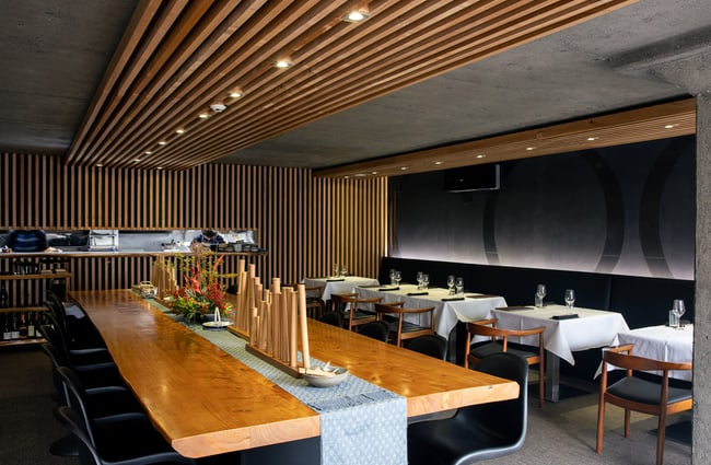 The dining room waiting for service inside Cocoro Auckland.