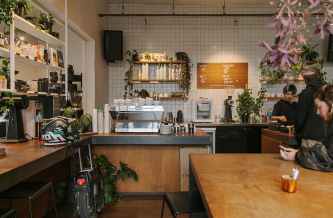 The beautifully decorated interior of Coffee Embassy in Christchurch.
