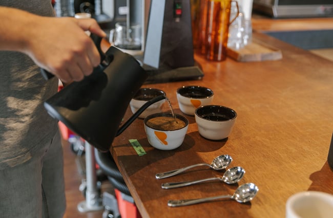 Coffee being poured at Coffee Embassy.