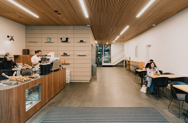 Seating and cafe overview of Coffee Embassy Cashel Street in Christchurch