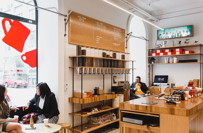 Customers drink coffee in window seat at Coffee Supreme Midland Park, Wellington.