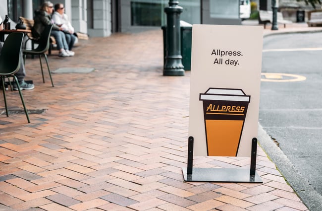 Allpress signage at Commons Eatery.
