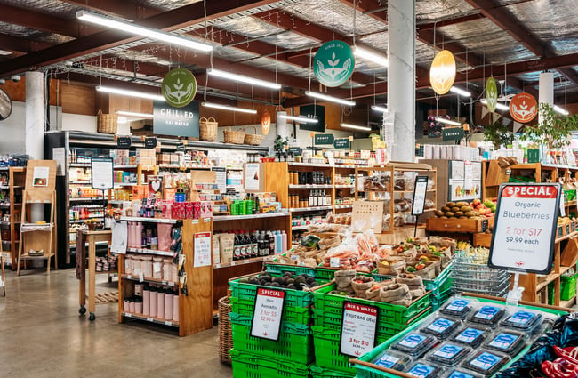 Overview of aisles at Commonsense Organics in Kilbernie Wellington