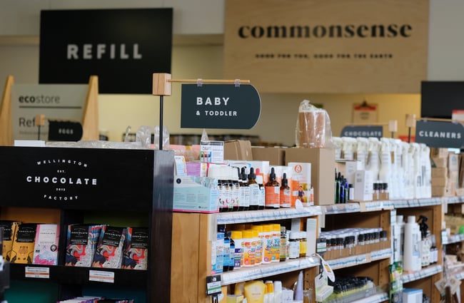 Baby and Toddler shelves at Commonsense Organics.