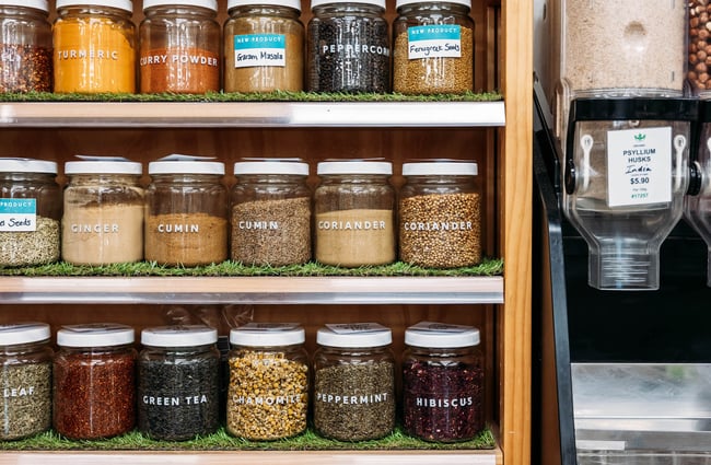 Spice jars at Commonsense on Tory Street in Wellington