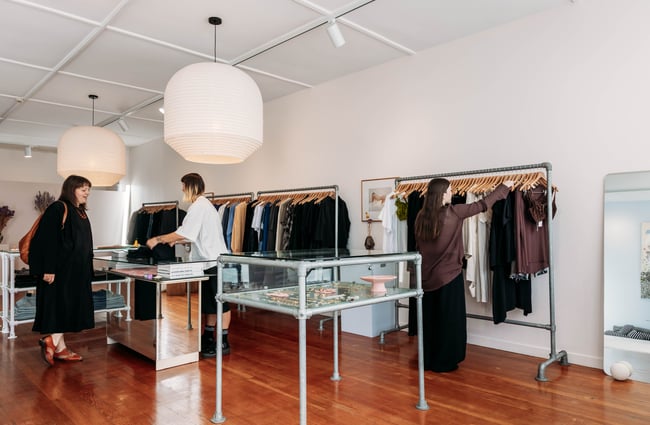 Customers being served at Company Store.
