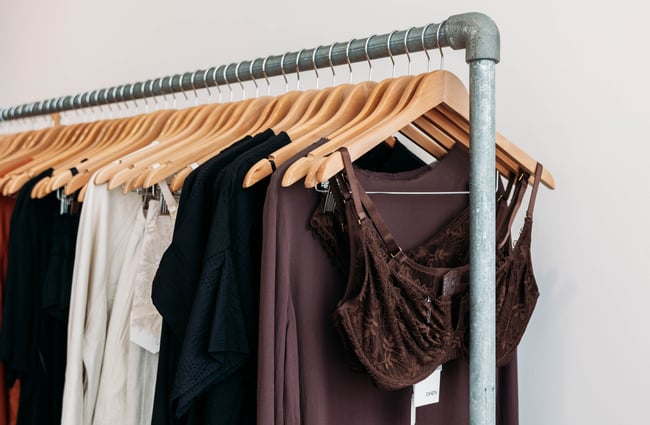 Close up of clothing at Company Store.