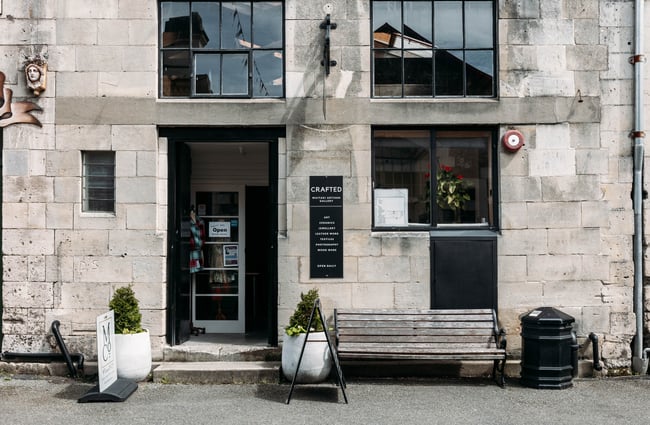 Exterior of Crafted Gallery's historic stone building in Ōamaru