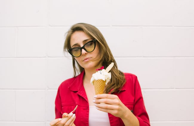 A woman with an ice cream.