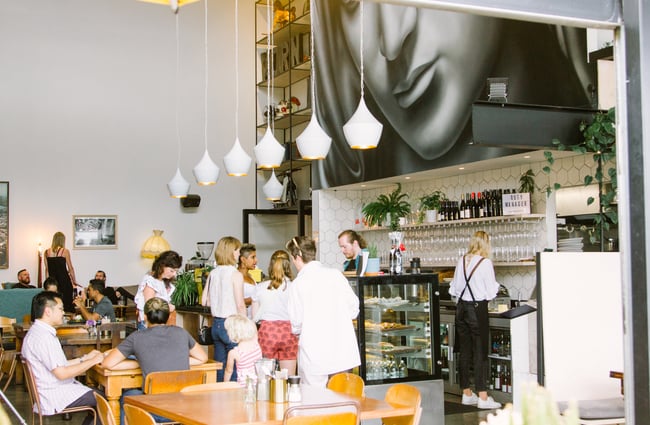 Inside the cafe space.