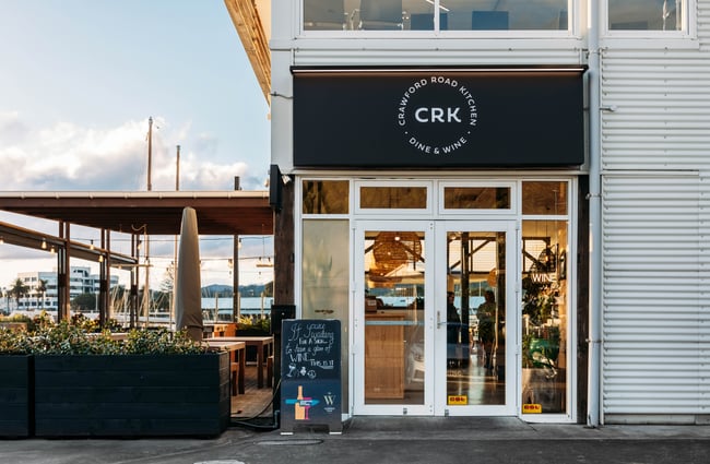 The black and glass exterior of Crawford Road Kitchen Gisborne.