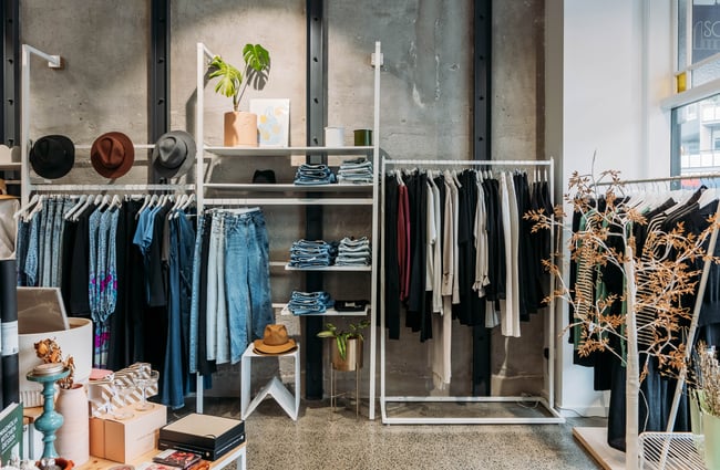 Racks of clothing at Cre8iveworx.