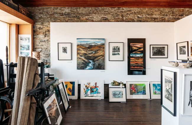 The inside of an art gallery.