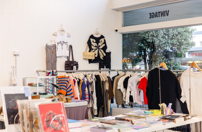 Clothes inside Crushes store Auckland.