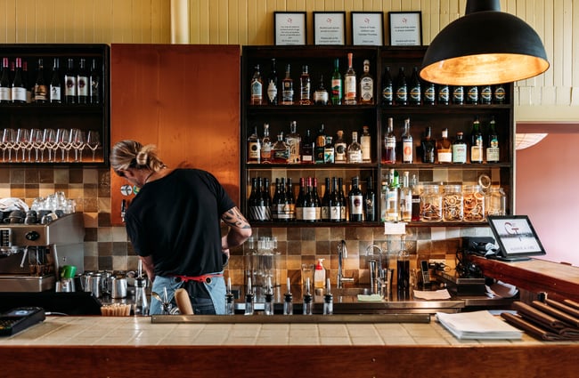 View of the well stocked bar at Cuba St Tavern.