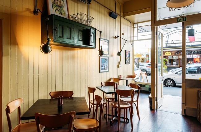Seating by the front door at Cuba St Tavern.