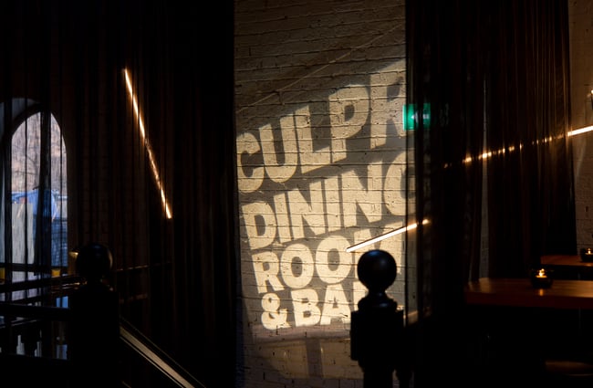 A light projected on to a wall.