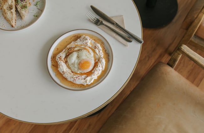 Eggs on a plate.