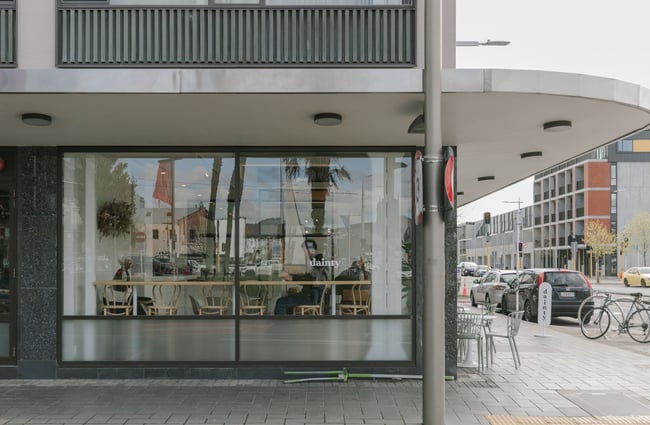 The exterior of Dainty Cafe Christchurch.