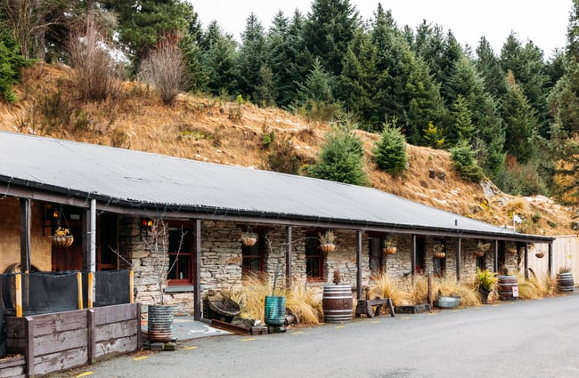 The stone exterior of Danseys Pass Hotel Central Otago.
